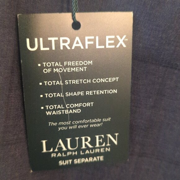 NWT Lauren Ralph Lauren Mens 34x34 Blue Wool Dress Pants Slacks Ultraflex $175 - Picture 5 of 9